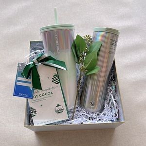 Starbucks Mint Straw Cup & Tumbler Hot Cocoa Set 1